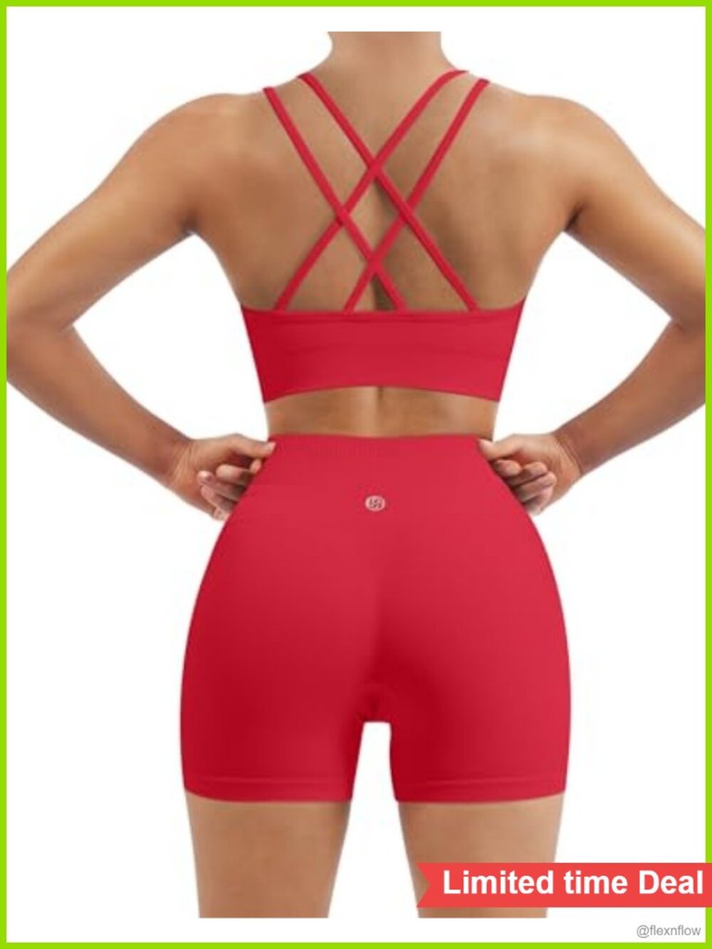 Two Piece Workout Set Sleeveless Sports Bra & Biker Shorts Gym Yoga